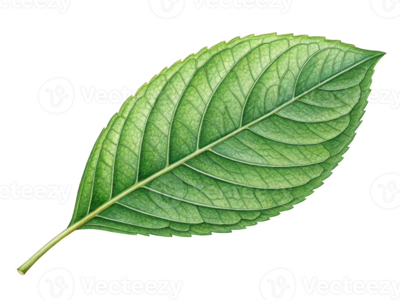 detailed green leaf with textured surface, showcasing its natural beauty and vibrant color png