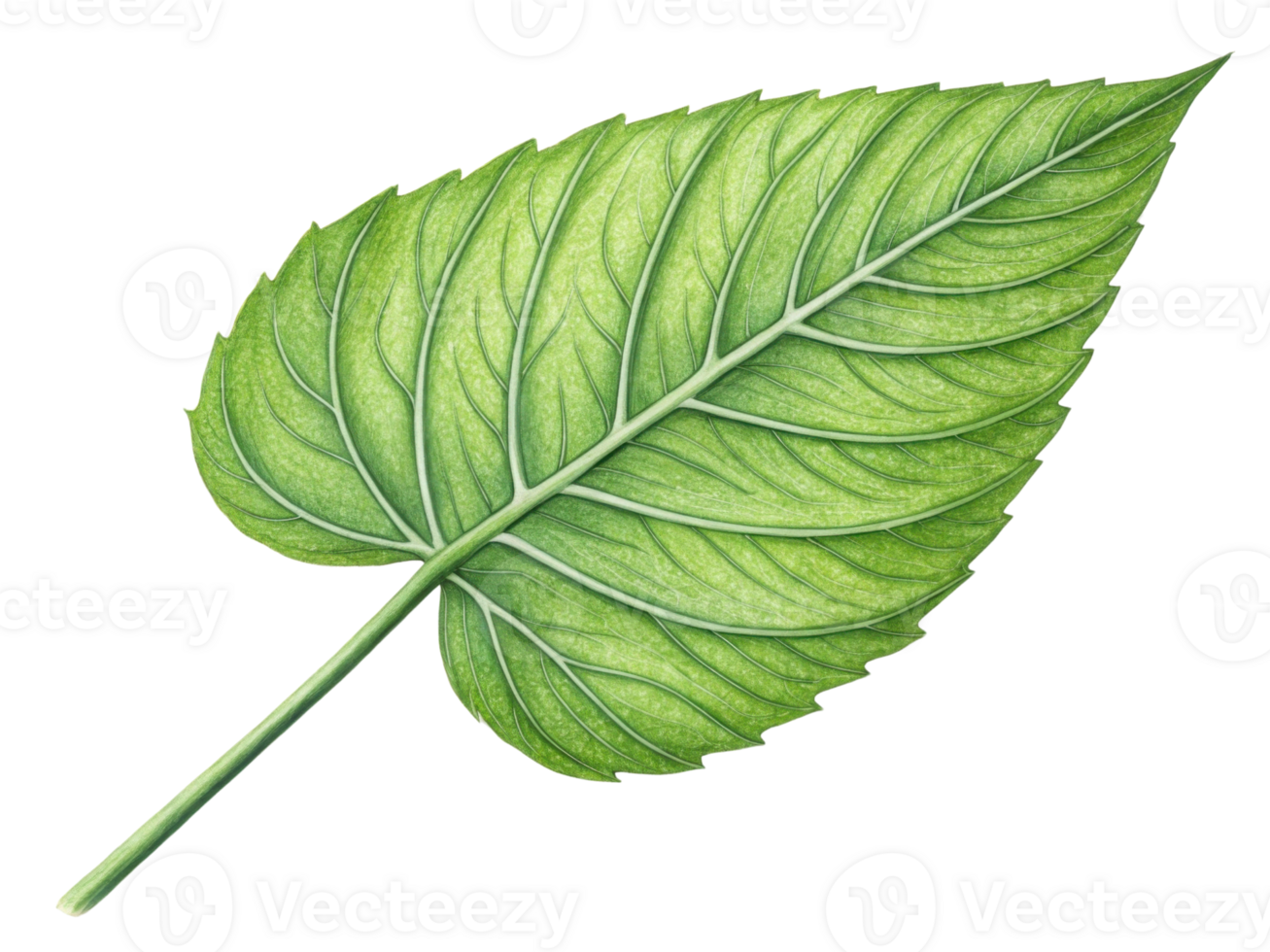 vibrant green leaf with intricate veins and smooth texture, symbolizing nature beauty and freshness png