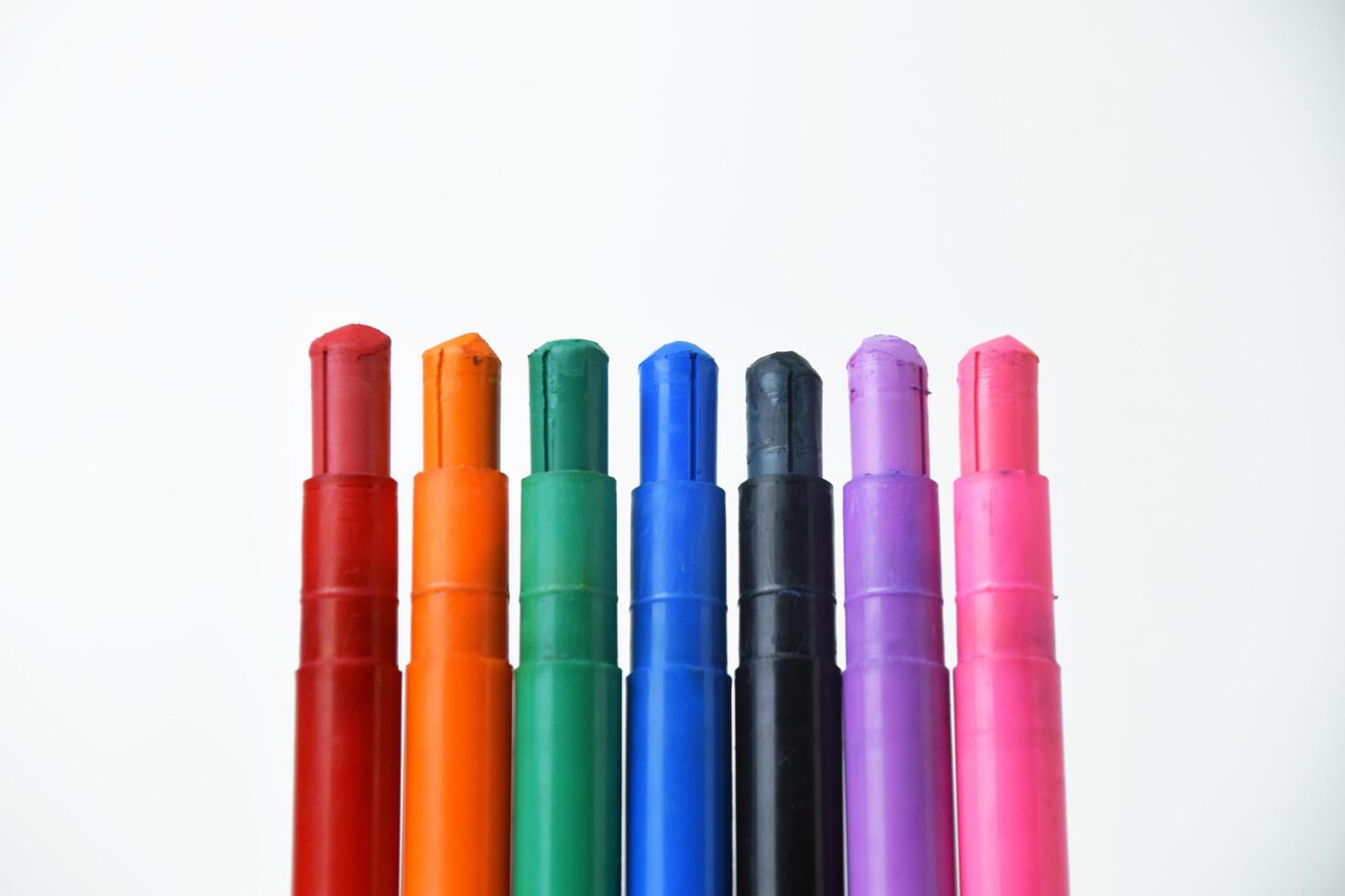 Set of vibrant silky crayons isolated photo