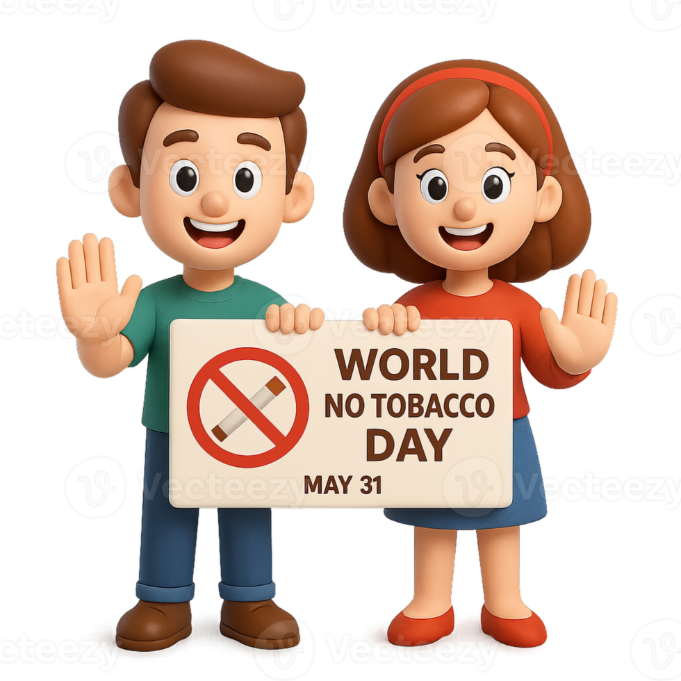 Cartoon Characters Promoting World No Tobacco Day Awareness Campaign png