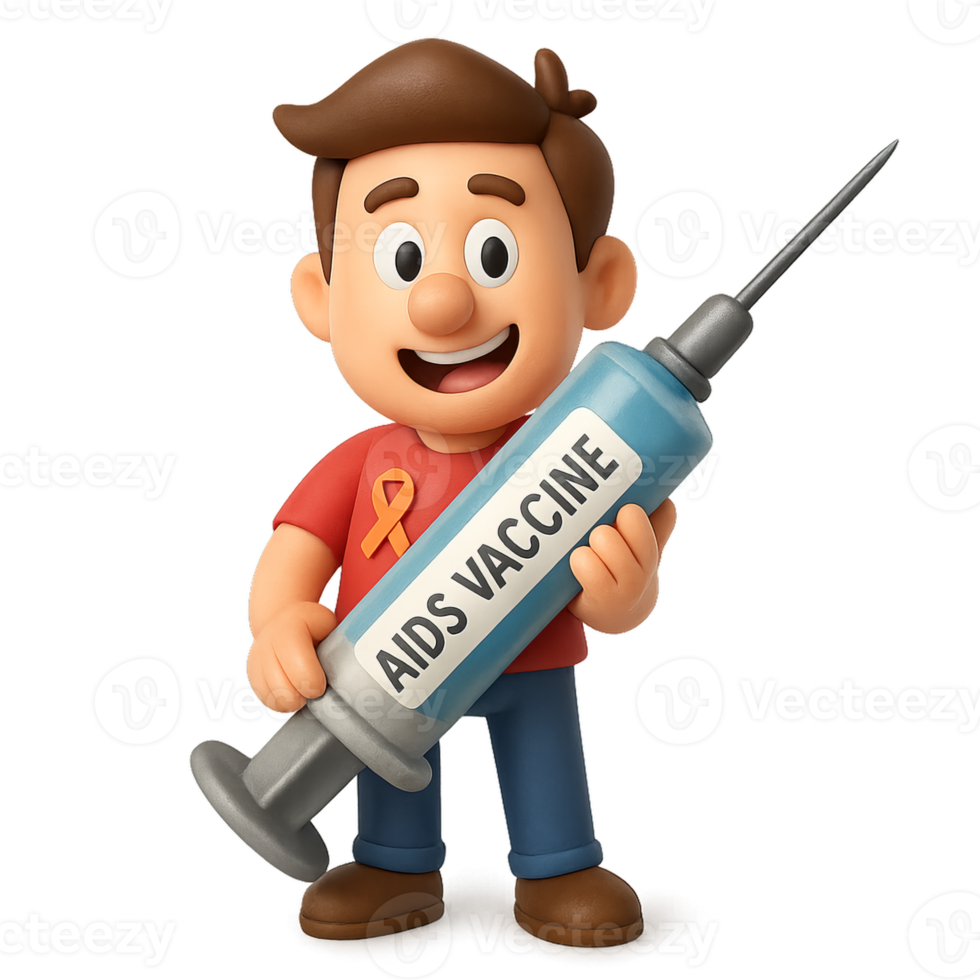 Cartoon Character with Vaccine Syringe Promoting Health Awareness png