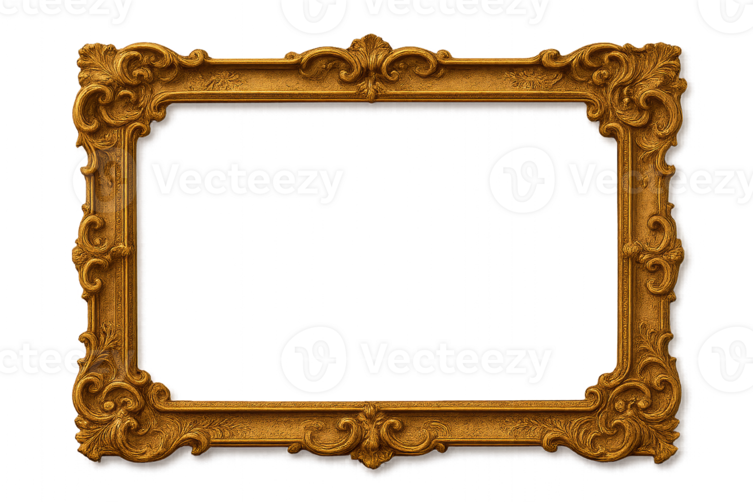 Ornate Golden Frame with Intricate Design for Artwork Display png