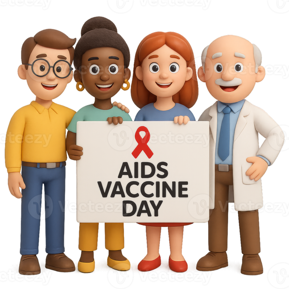 Cartoon Characters Promoting AIDS Vaccine Awareness Campaign Success png