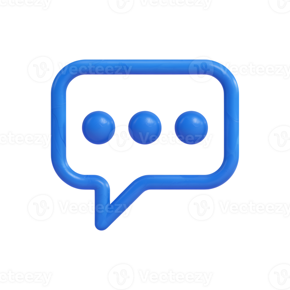 Blue speech bubble icon with three dots on , communication concept on transparent background png