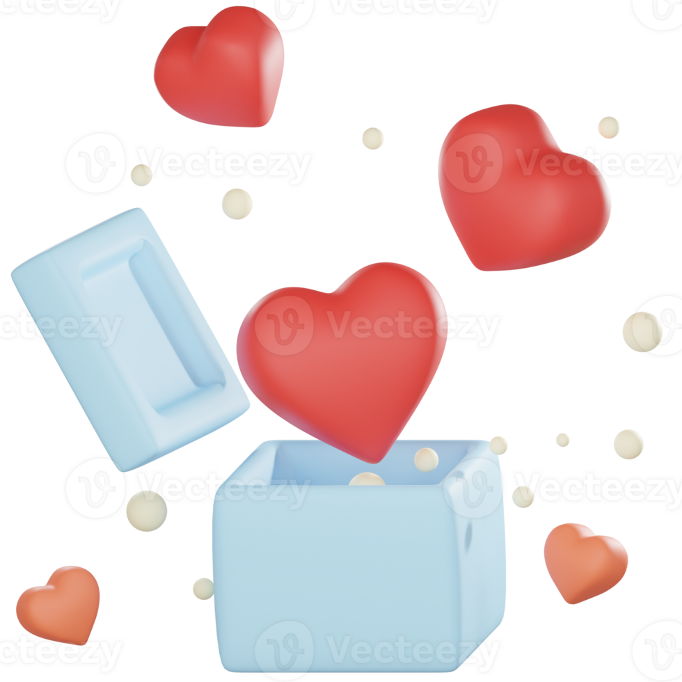 A box with hearts and bubbles in it png