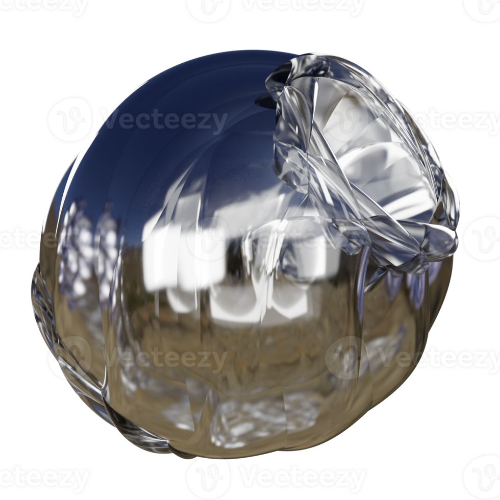 A glass ball with a reflection of a building png