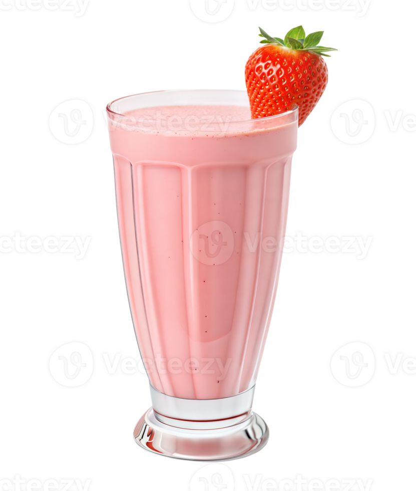 Pink Smoothie with Bright Red Strawberry on Top png