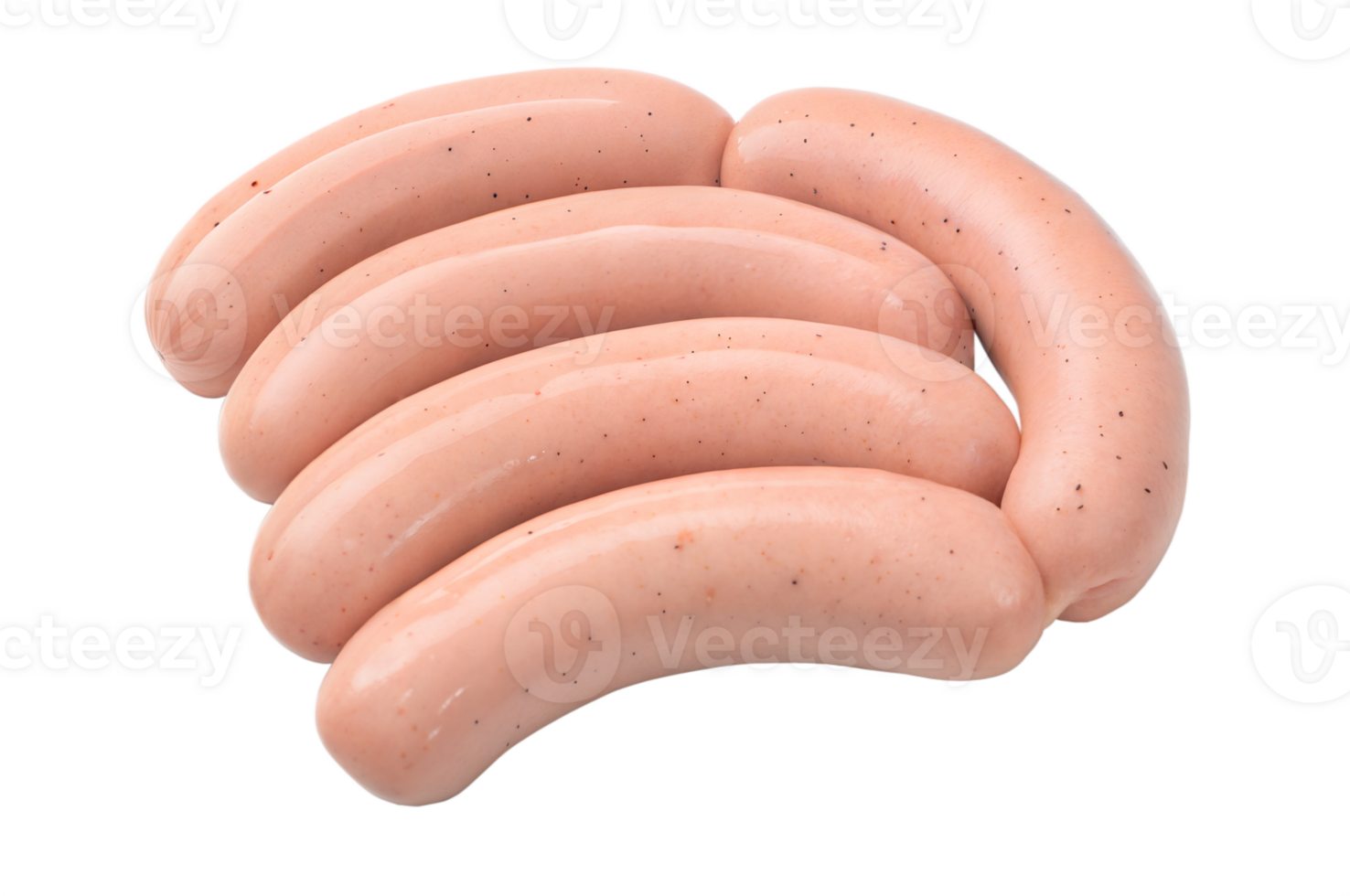 Detailed View of Pink Sausages with Textured Meat Surface png