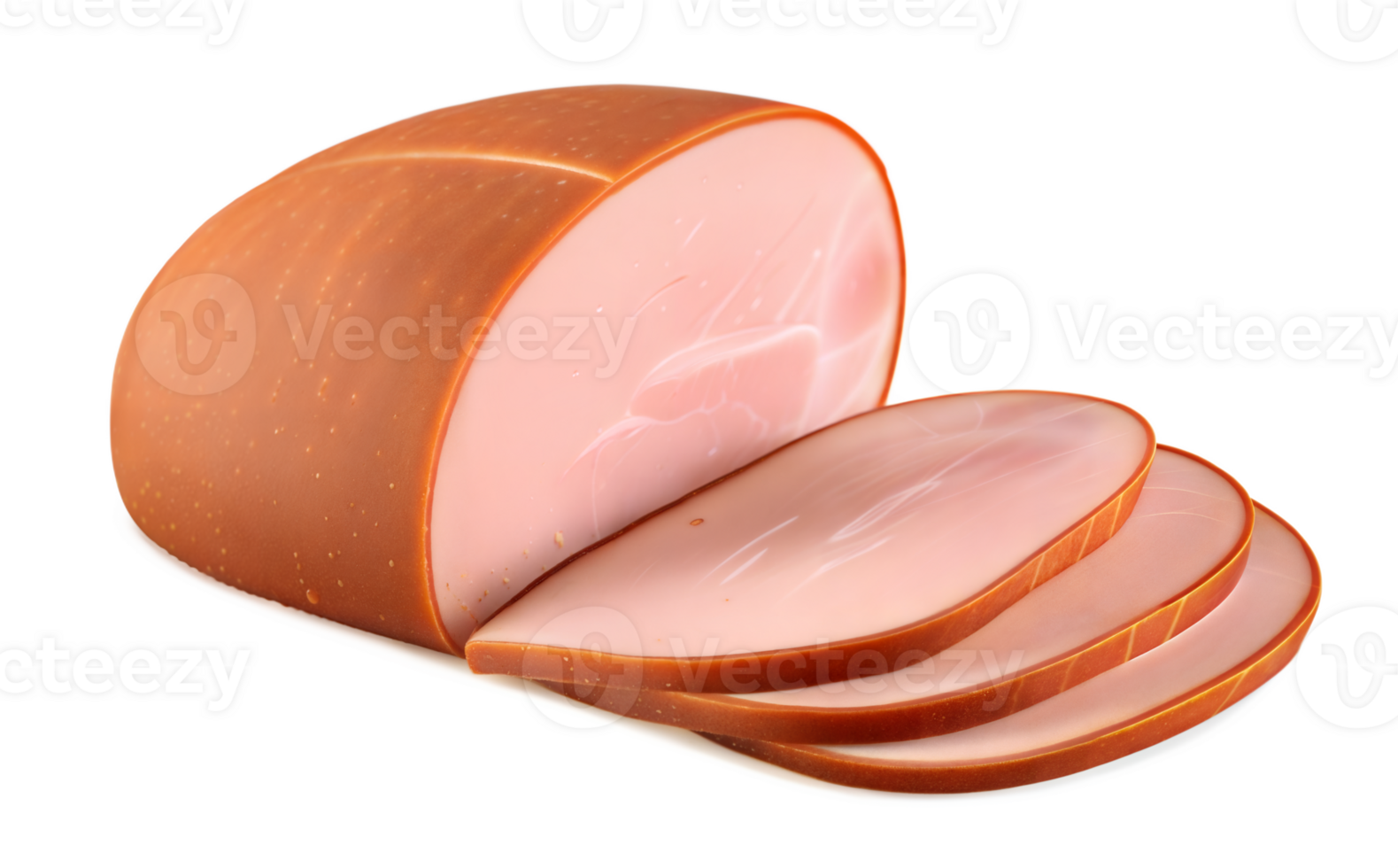 High Resolution Image of Raw Cured Meat Slab in Slices png