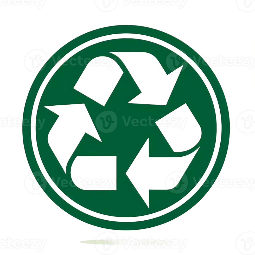 A green recycling symbol with arrows in it png