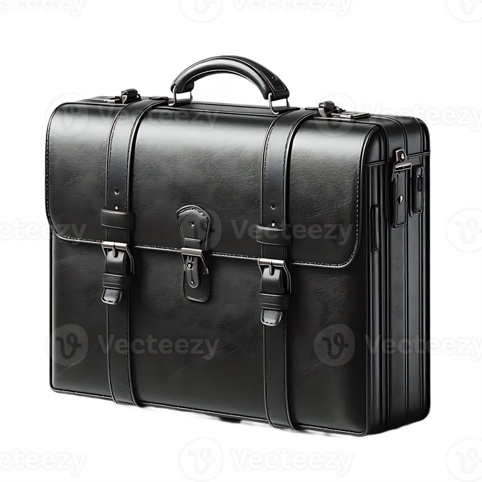 A black briefcase with a handle and two compartments png