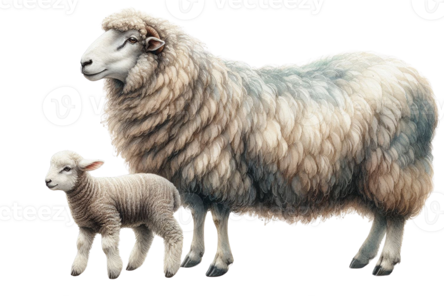 sheep and lamb Watercolor illustration png