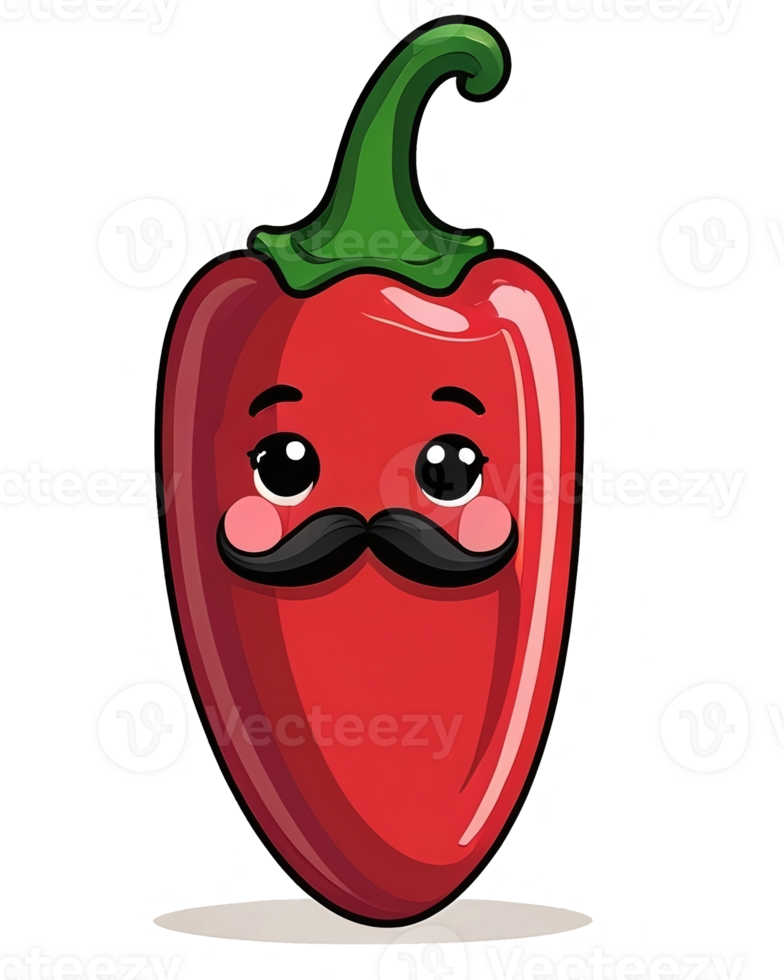 a cartoon red pepper with a mustache png
