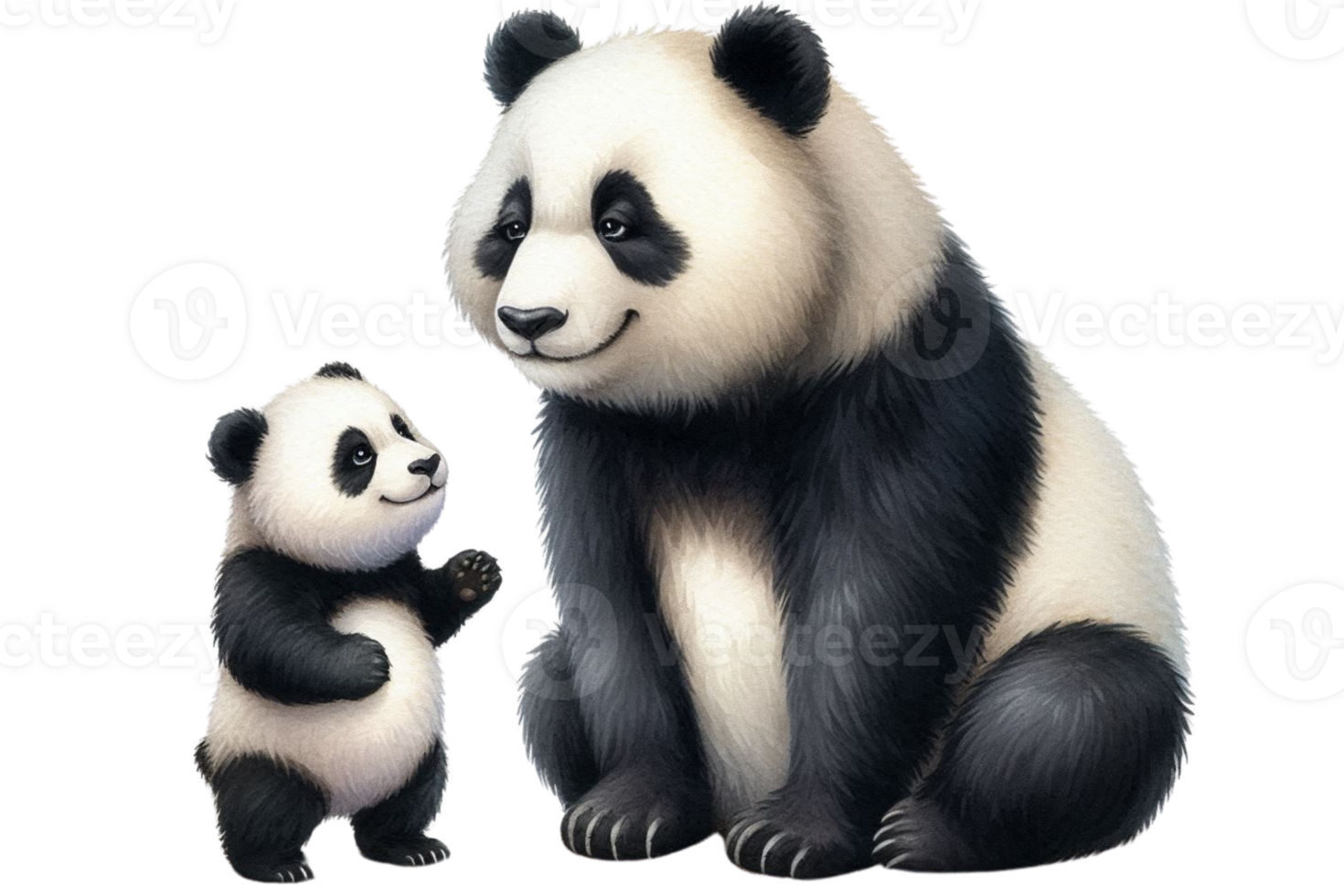 Watercolor illustration of panda bear png