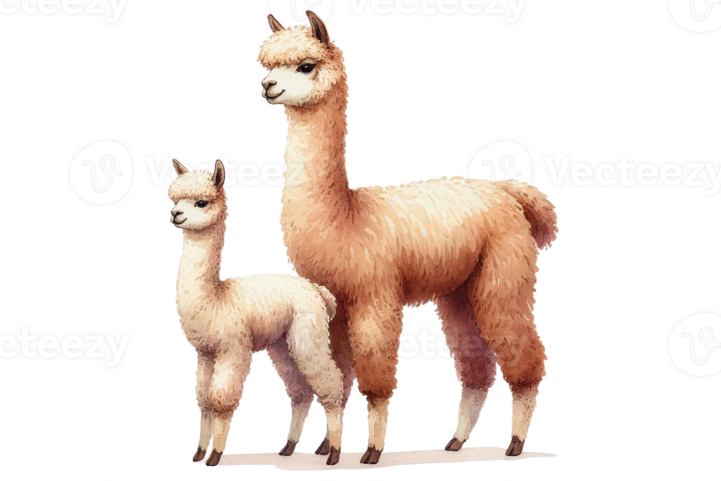 Two alpacas standing next to each other png