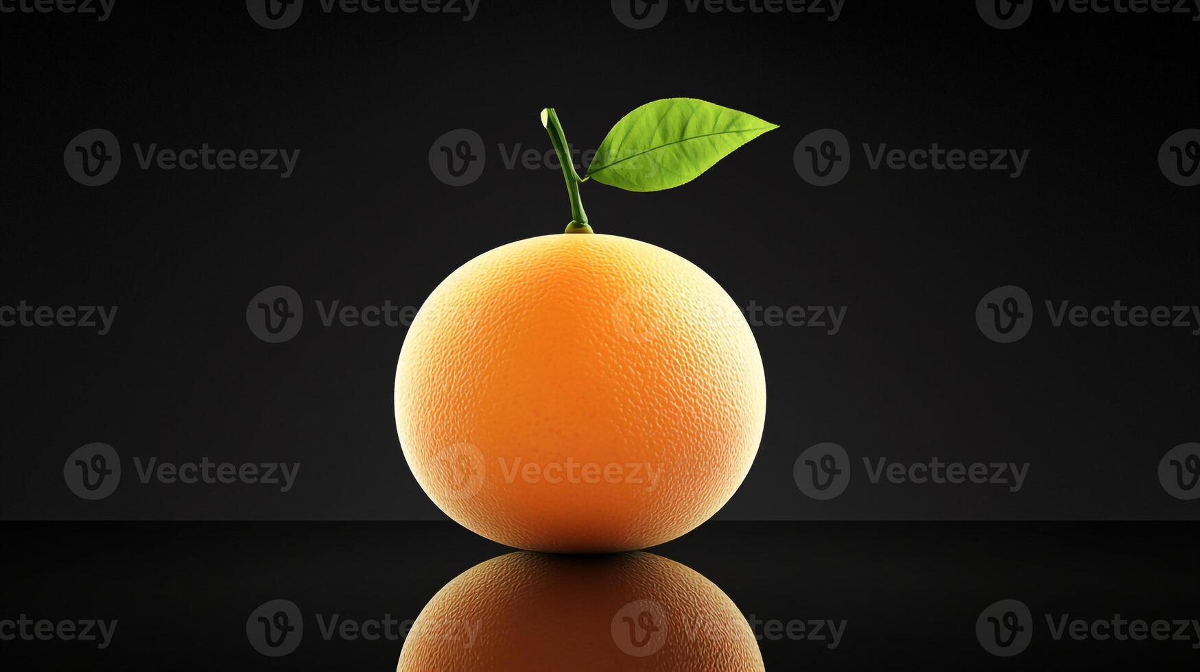 Ripe orange isolated on dark background. Fruit for healthy food. photo
