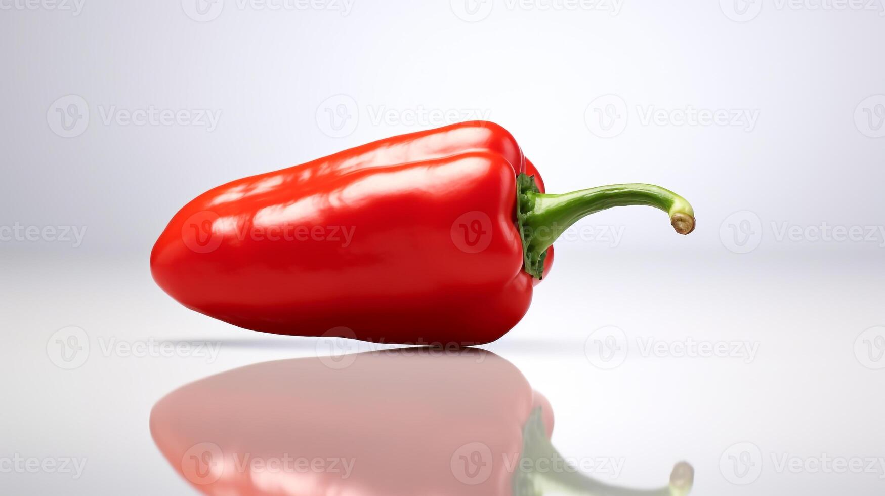 Red ripe bell pepper isolated on white background. Vegetables for healthy food photo