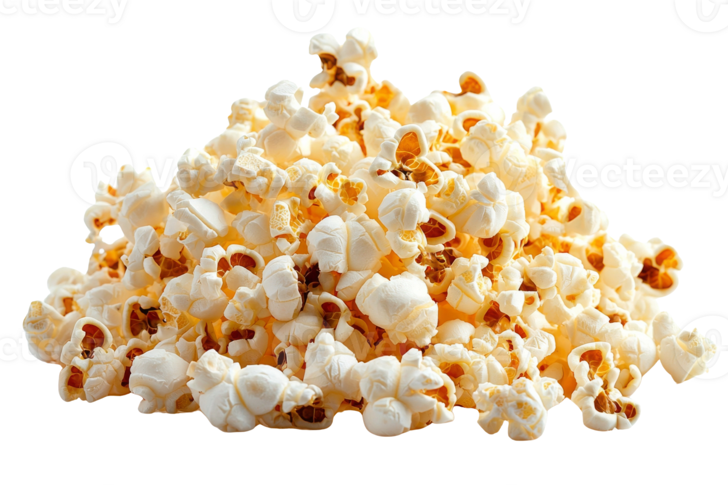 An isolated appetizing and fluffy pile of popped kernels tempting with its airy and crunchy texture png