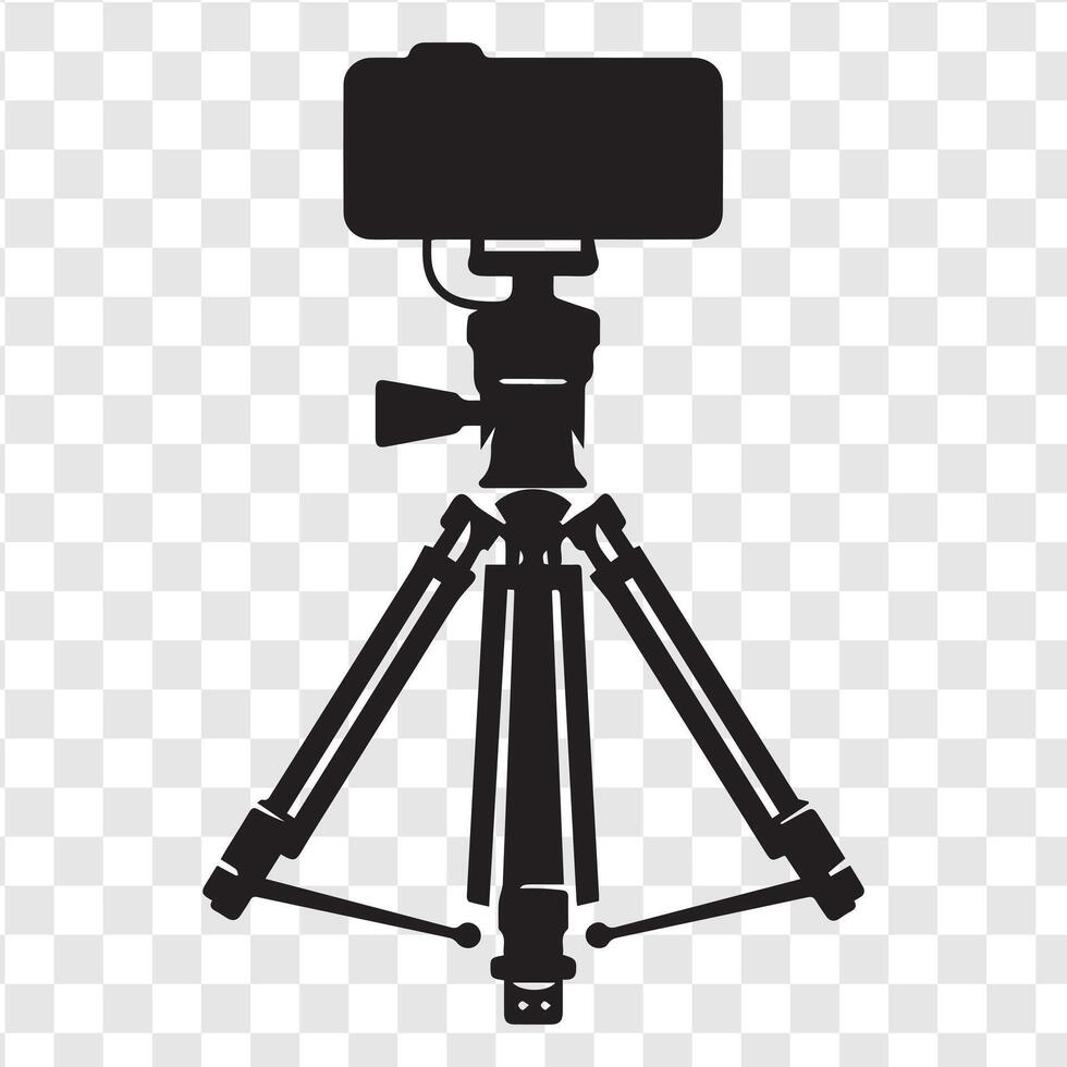 Tripod for smartphone silhouette for photo and videography work vector