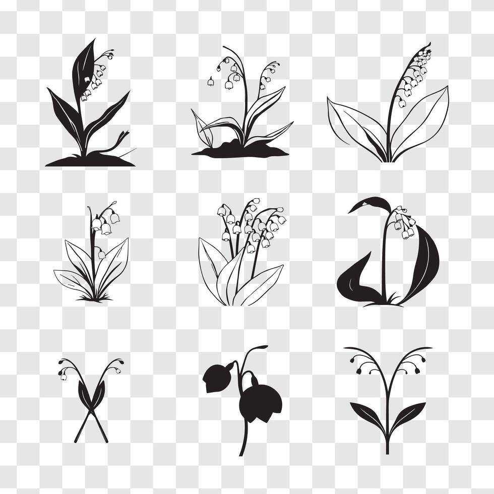 Delicate flower silhouette lily of the valley isolated design vector