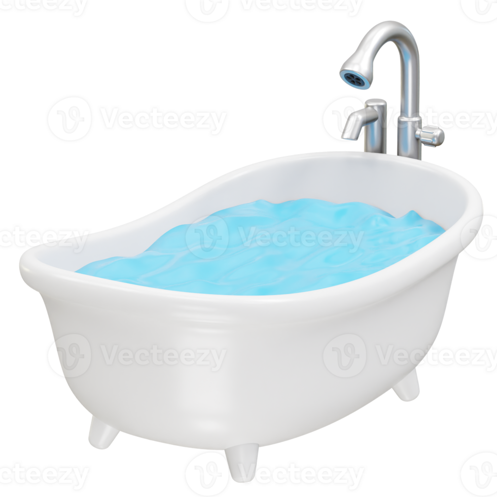 Bathtub with water icon 3d render illustration element png