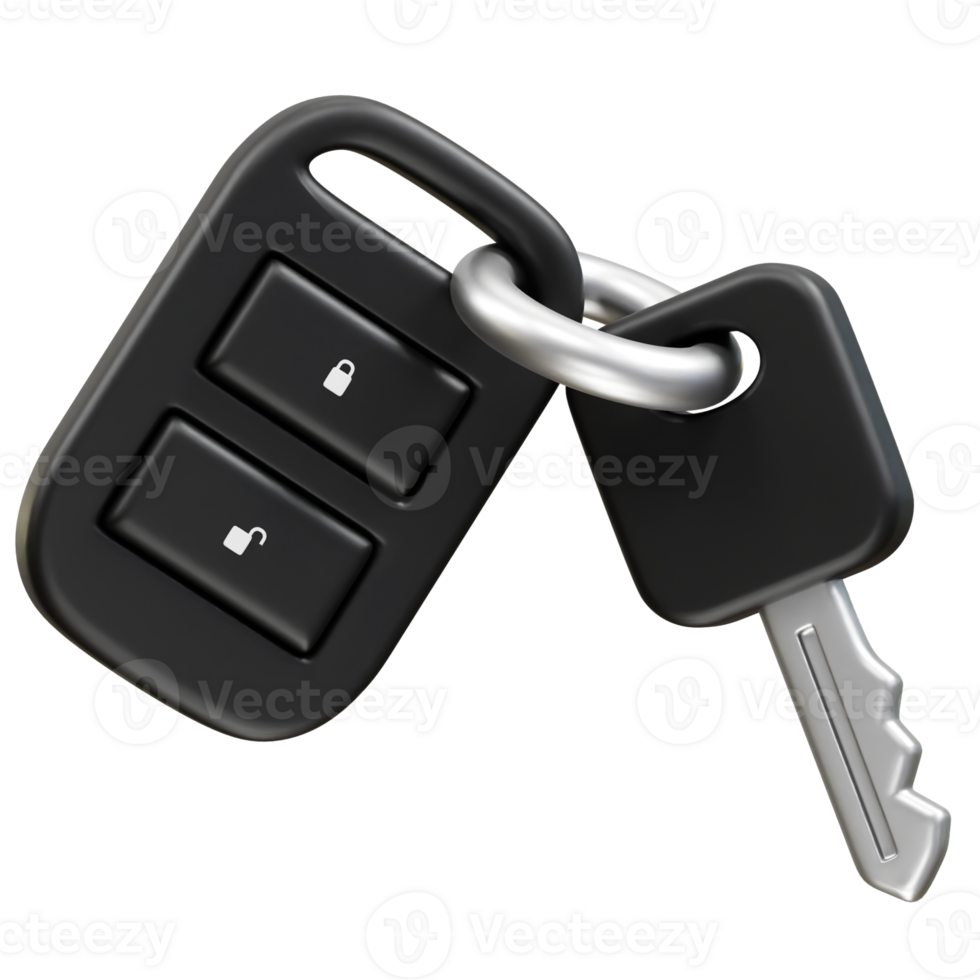 Car key with remote control icon 3d render illustration png