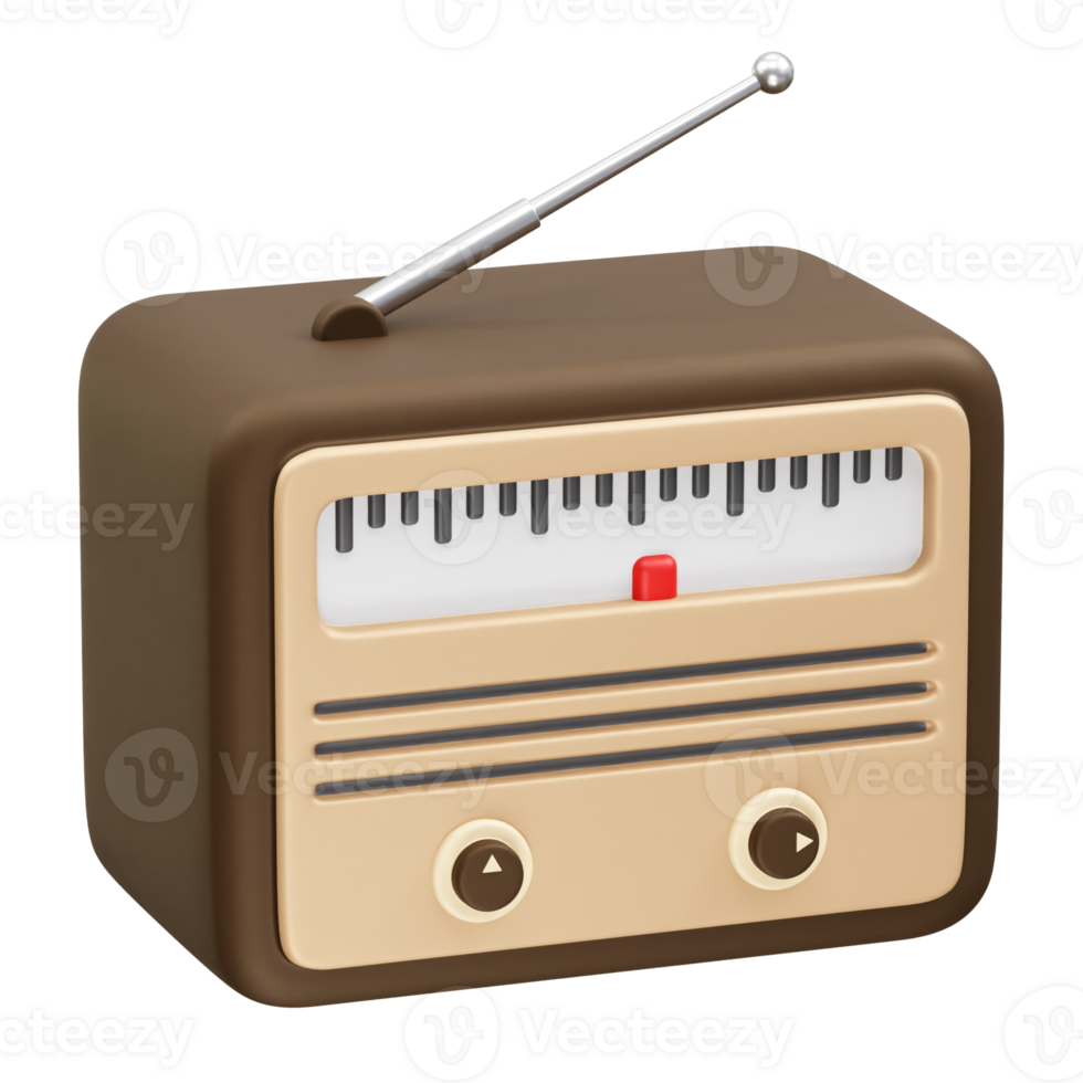 Vintage Radio icon 3d rendering illustration png