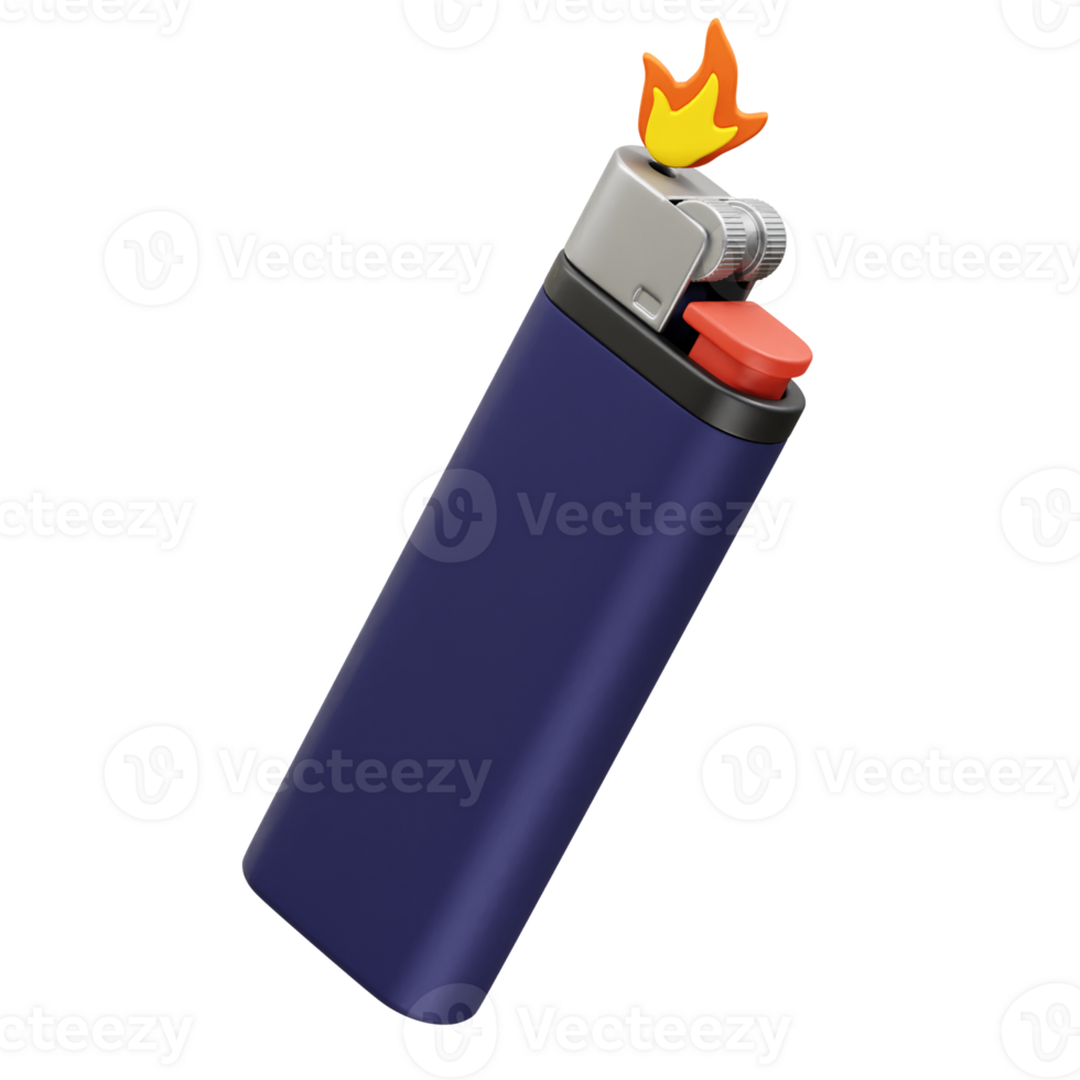 Lighter with a Flame icon 3d render illustration. Cigarette lighter icon 3d png