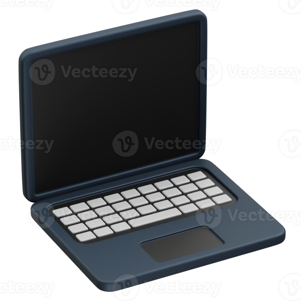 laptop with an open screen and keyboard icon illustration 3d render Laptop icon 3d render png