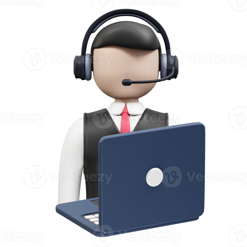 call center operator icon 3d render. Customer support icon 3d render illustration png
