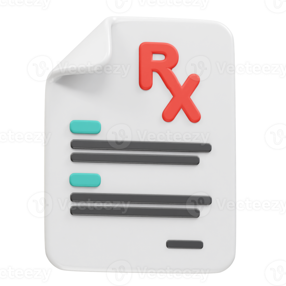 Medical prescription icon 3d rendering illustration. Prescription icon 3d rendering illustration png