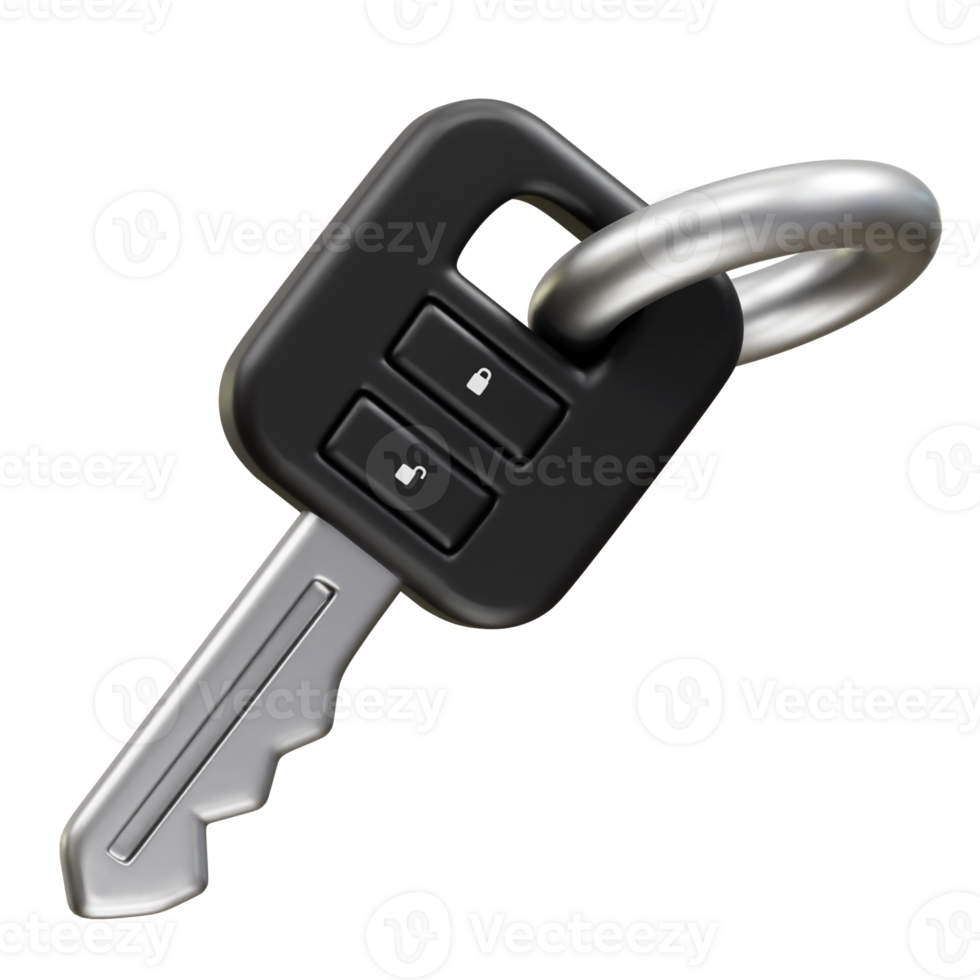 Car key with a keyring icon 3d rendering illustration png