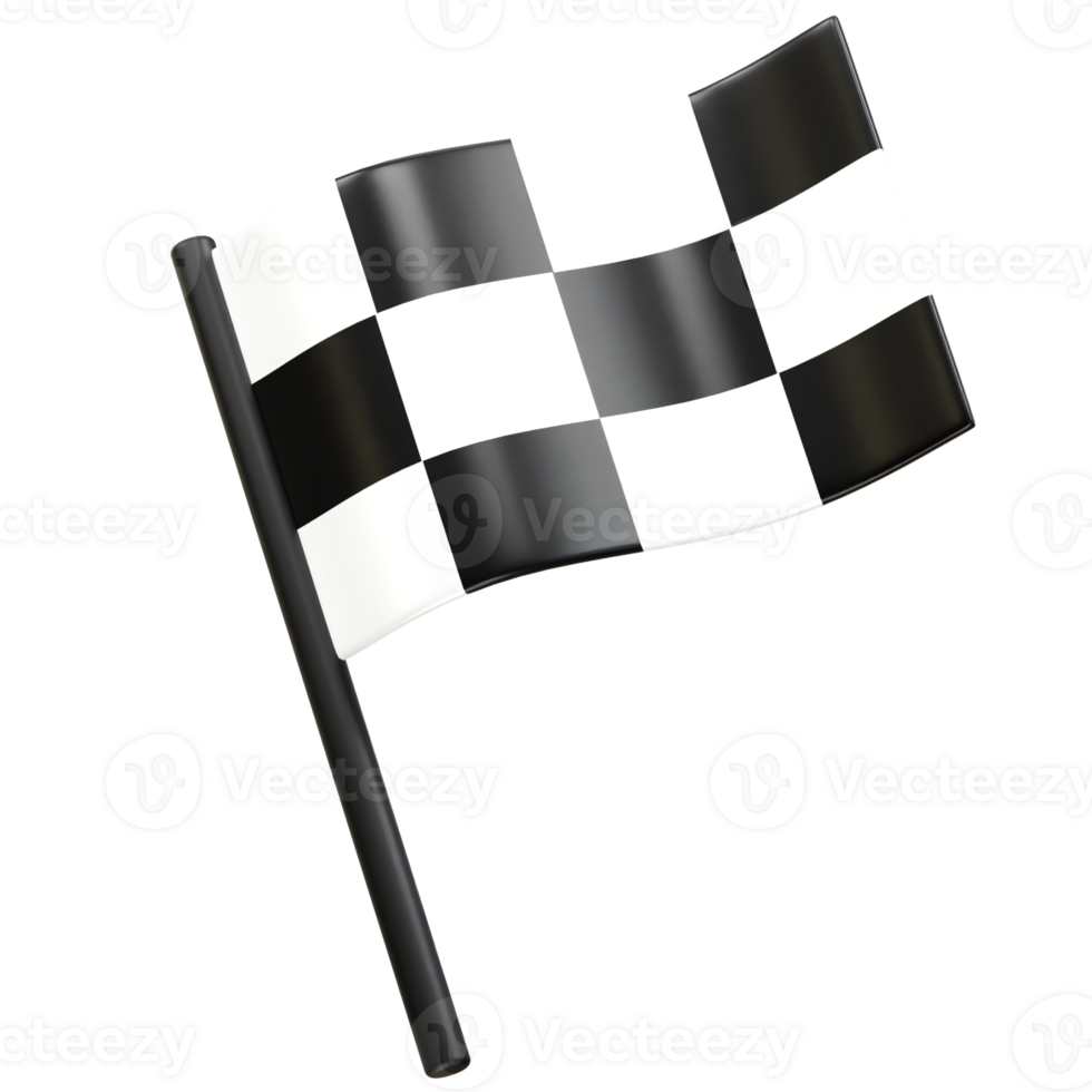 Racing flag icon 3d render illustration. Finish line race flag icon 3d png
