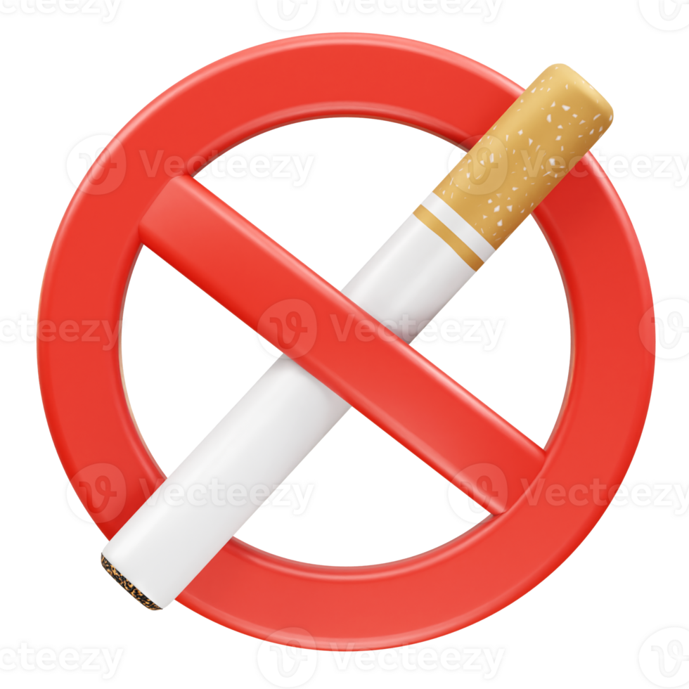 No Smoking Sign icon 3d render illustration Cigarette icon 3d rendering png