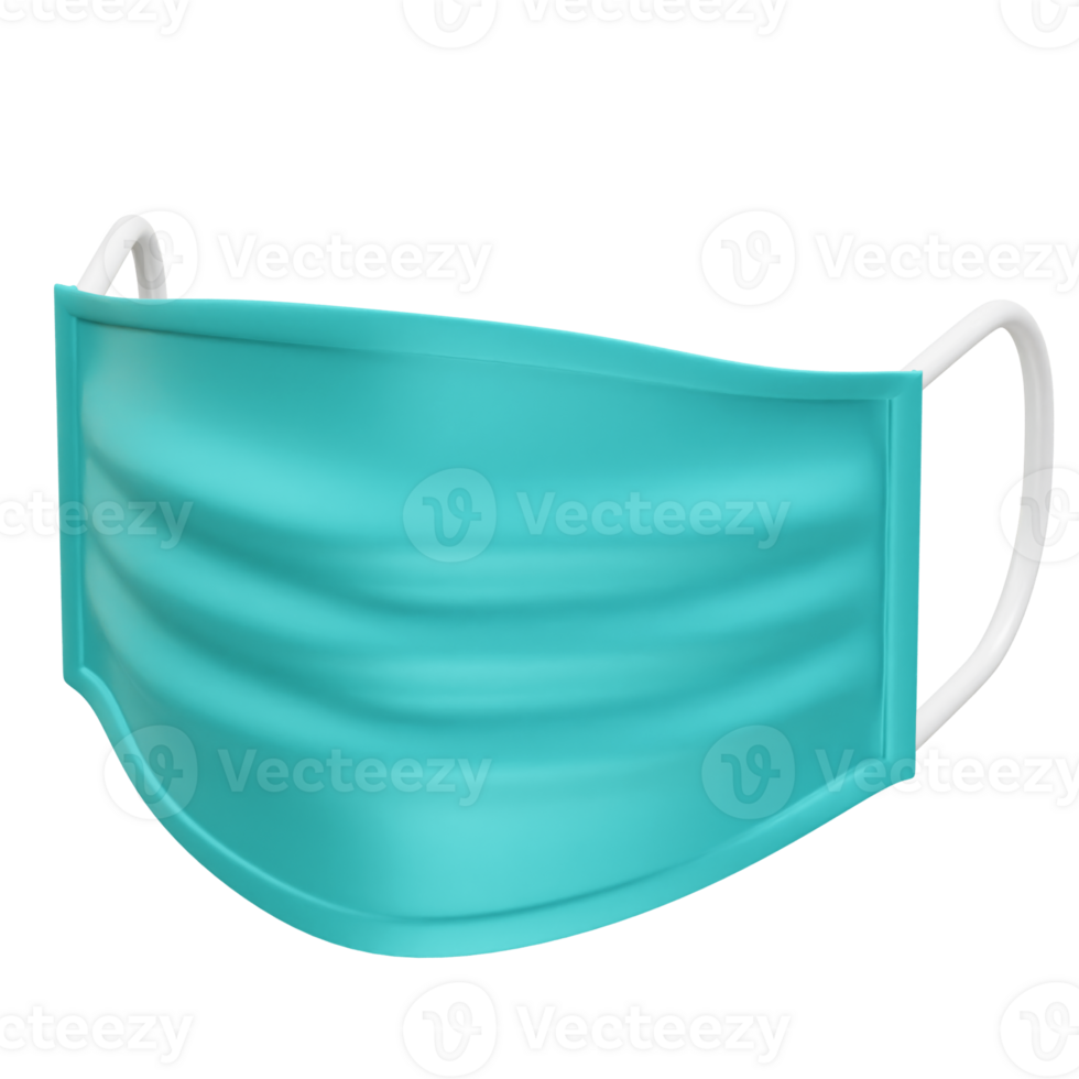 Blue medical mask icon 3d. Surgical mask icon 3d illustration png