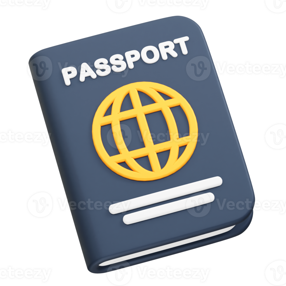 Passport with a globe icon 3d Passport icon 3d rendering illustration png