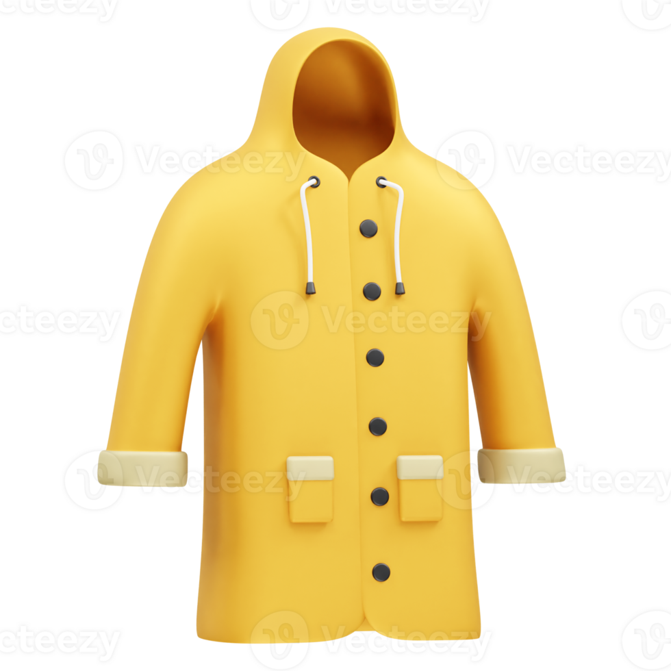 Raincoat with Hood icon 3d rendering illustration png