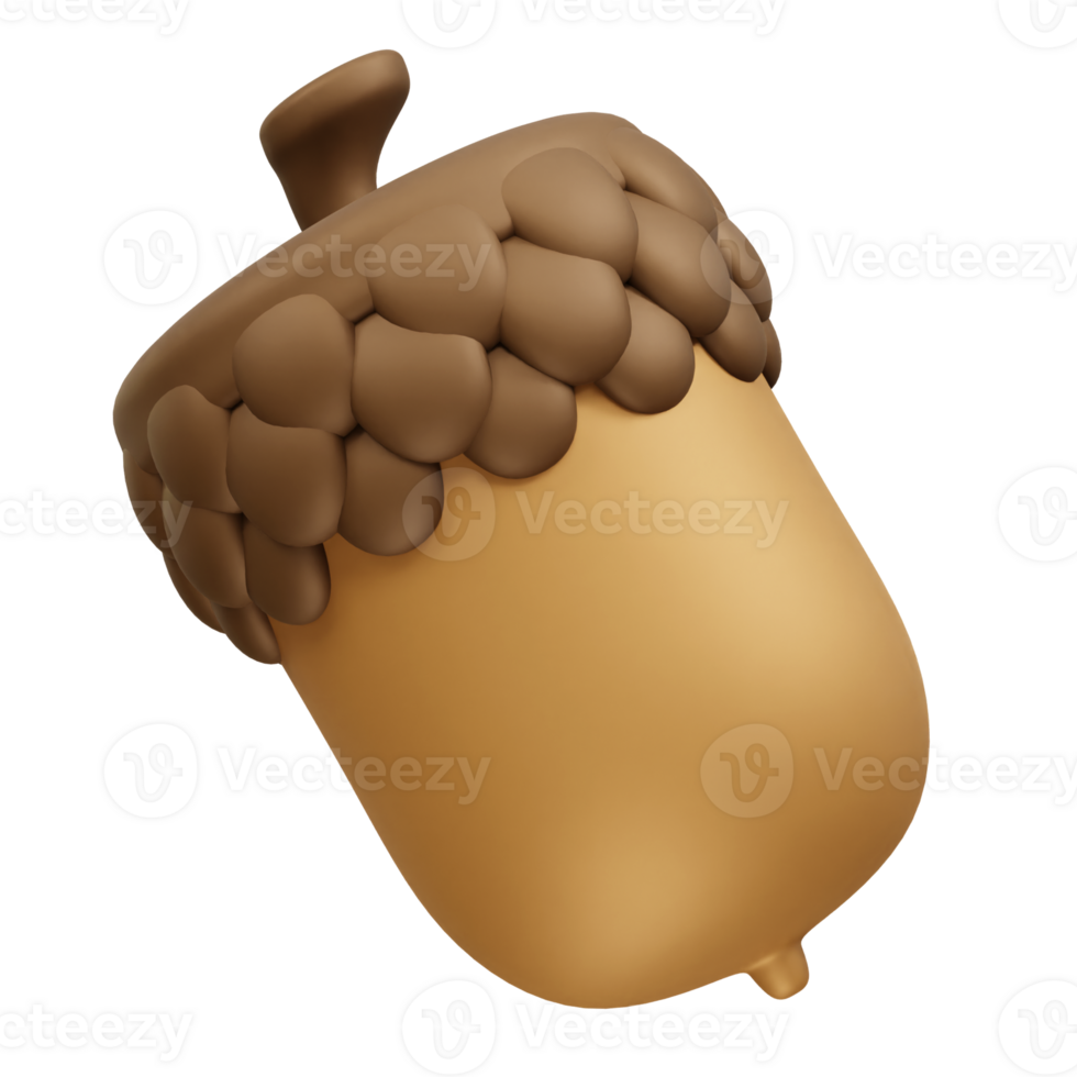 Acorn 3d illustration rendering icon Acorn icon render 3d png