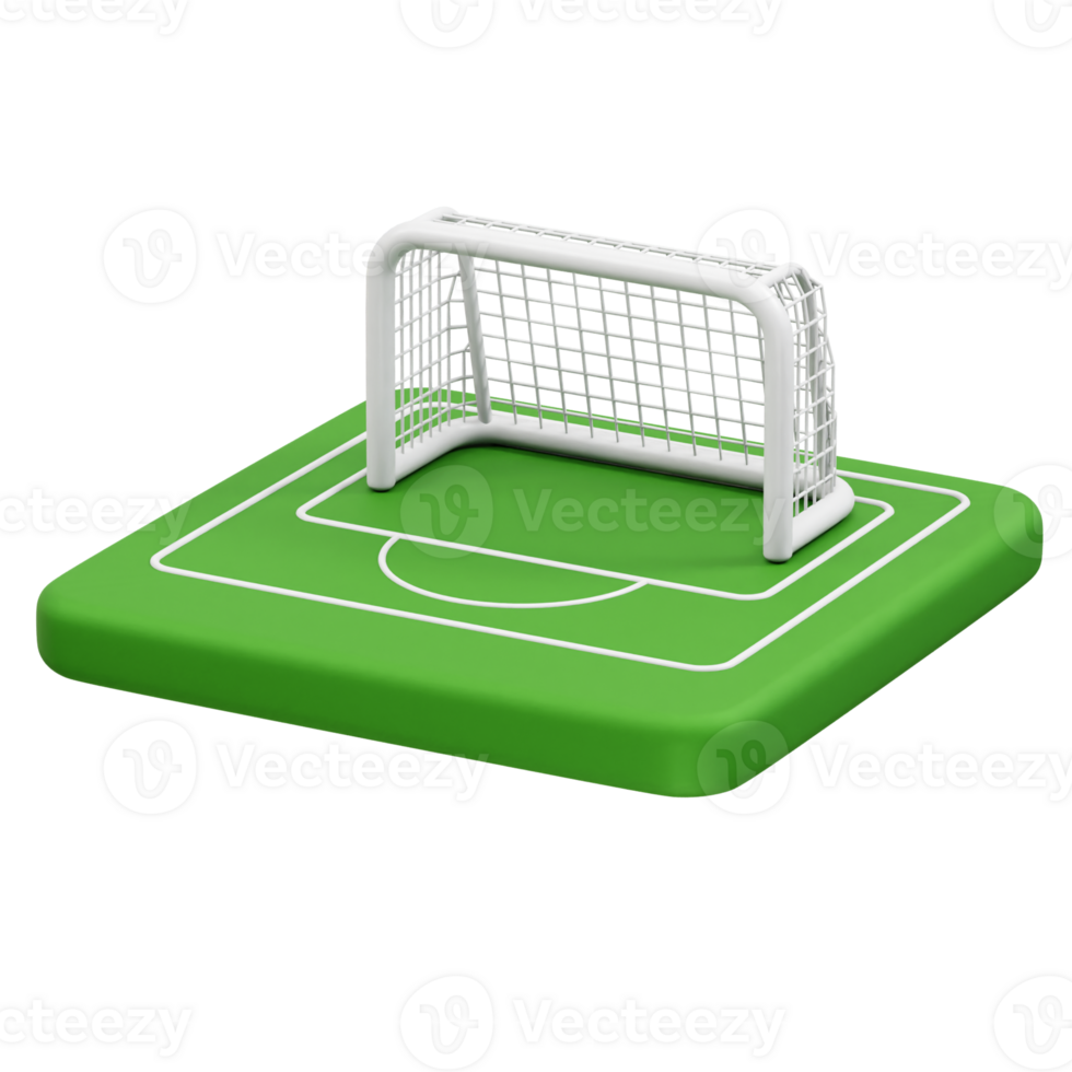 Miniature Soccer Goal on Green Field icon 3d render illustration icon Goal post icon 3d render png