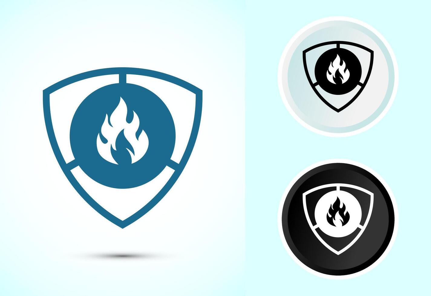 Fire resistant icon design illustration, Fire flame protection symbol in color black and white vector