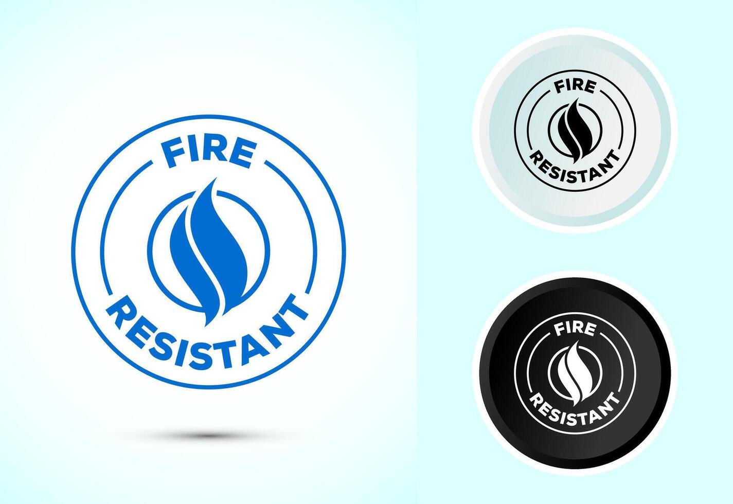 Fire resistant icon illustration, Fire flame protection sign symbol in color black and white vector