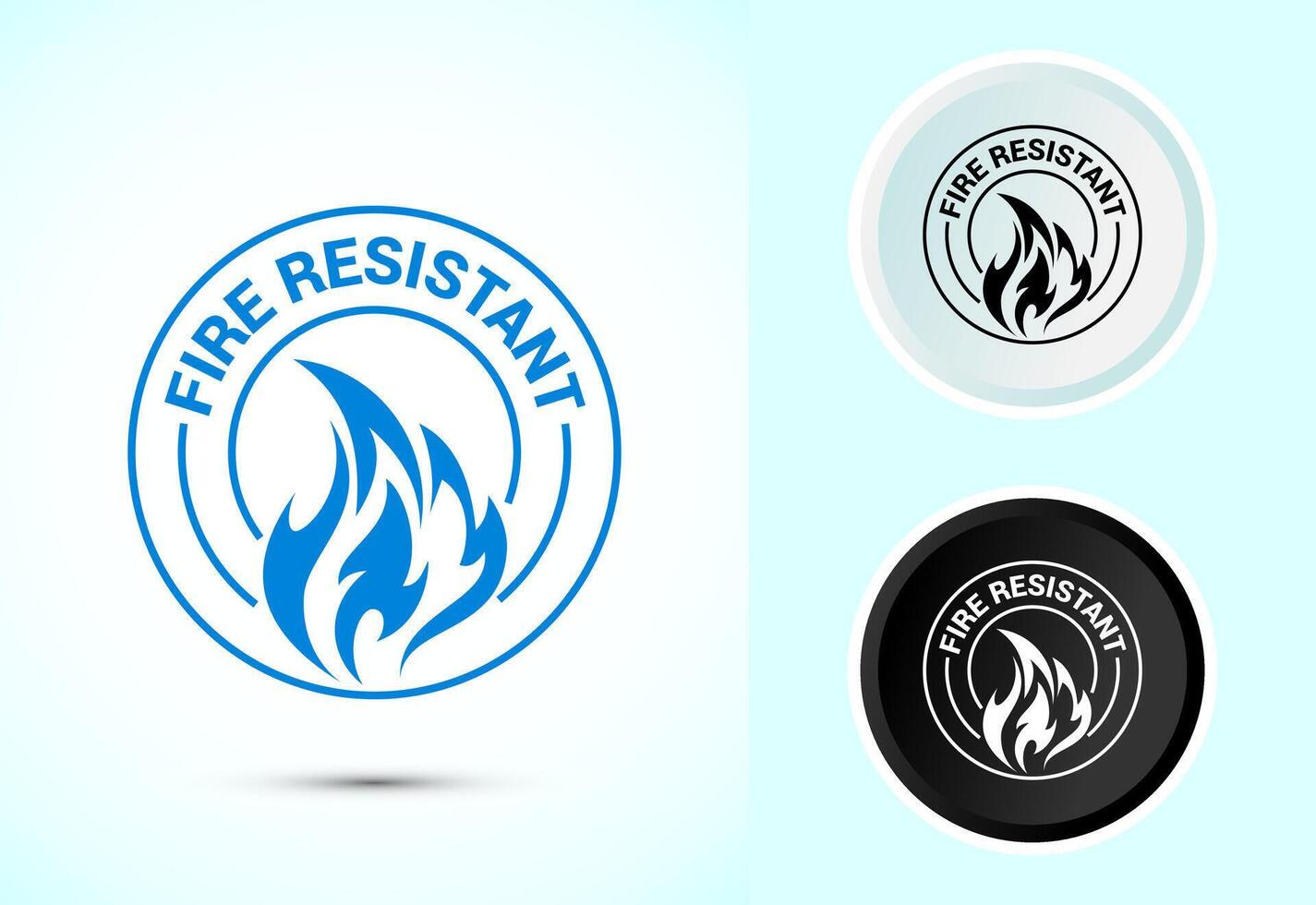 Fire resistant icon design, Fire flame protection sign in color black and white vector