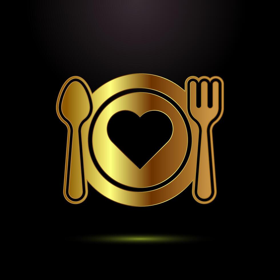 Healthy eating icon design. Healthy food sign in gold color style vector