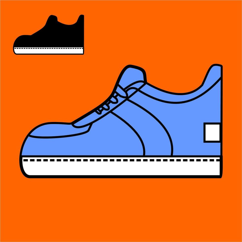 minimal blue sneakers in cartoon style vector