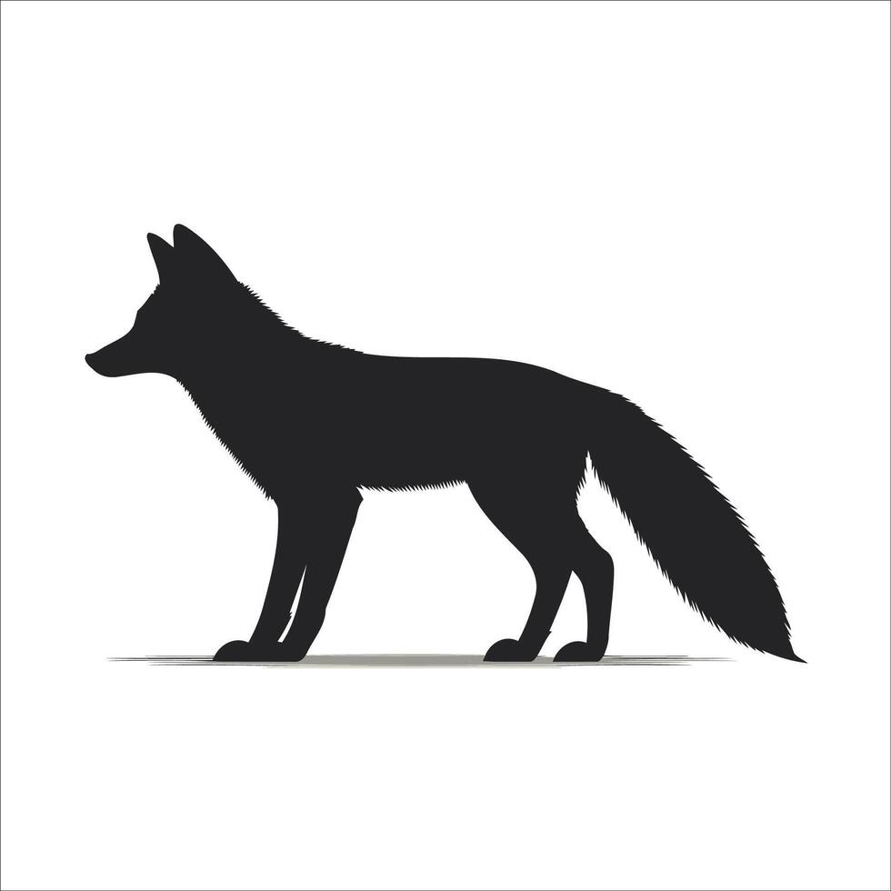 Standing Fox In Black Silhouette vector
