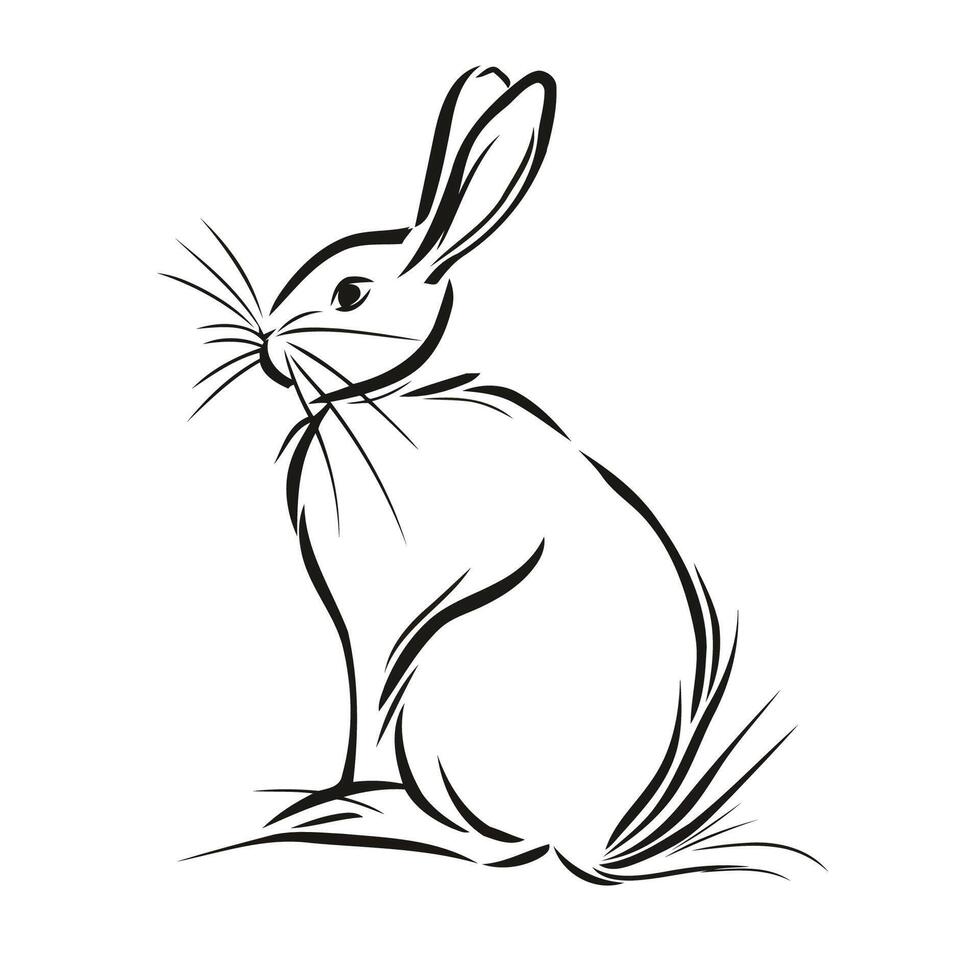 Cute Sitting Bunny With Long Ears vector