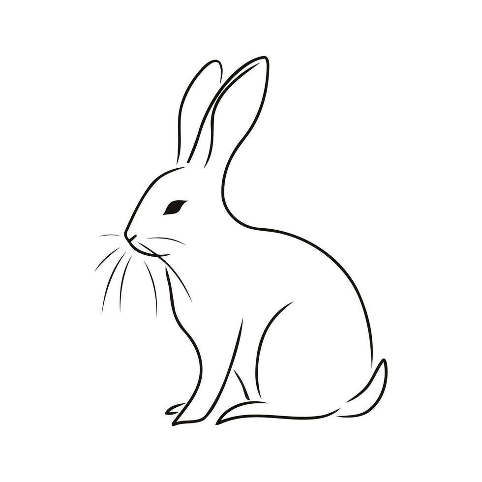 Minimalist Bunny Outline With Long Ears vector
