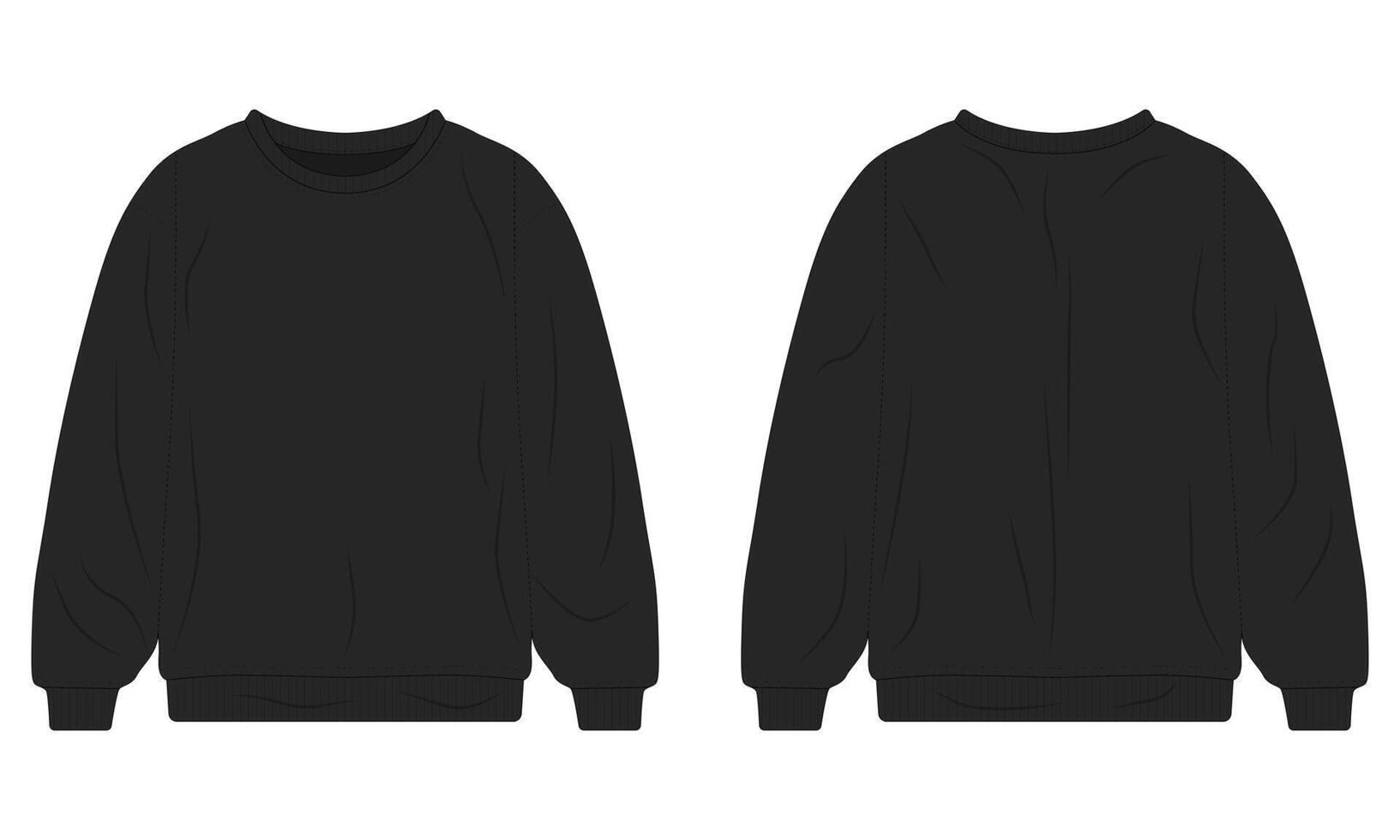 Black Sweatshirt Front and Back View vector