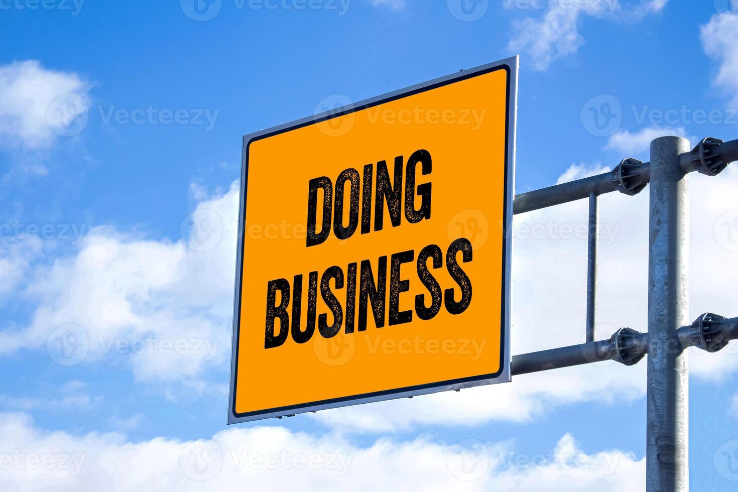 Doing business message written on billboard. Conceptual doing business symbol. Copy space. photo