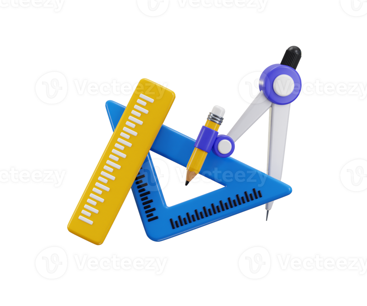 Mathematics supplies icon 3d render concept of education stationery icon illustration png